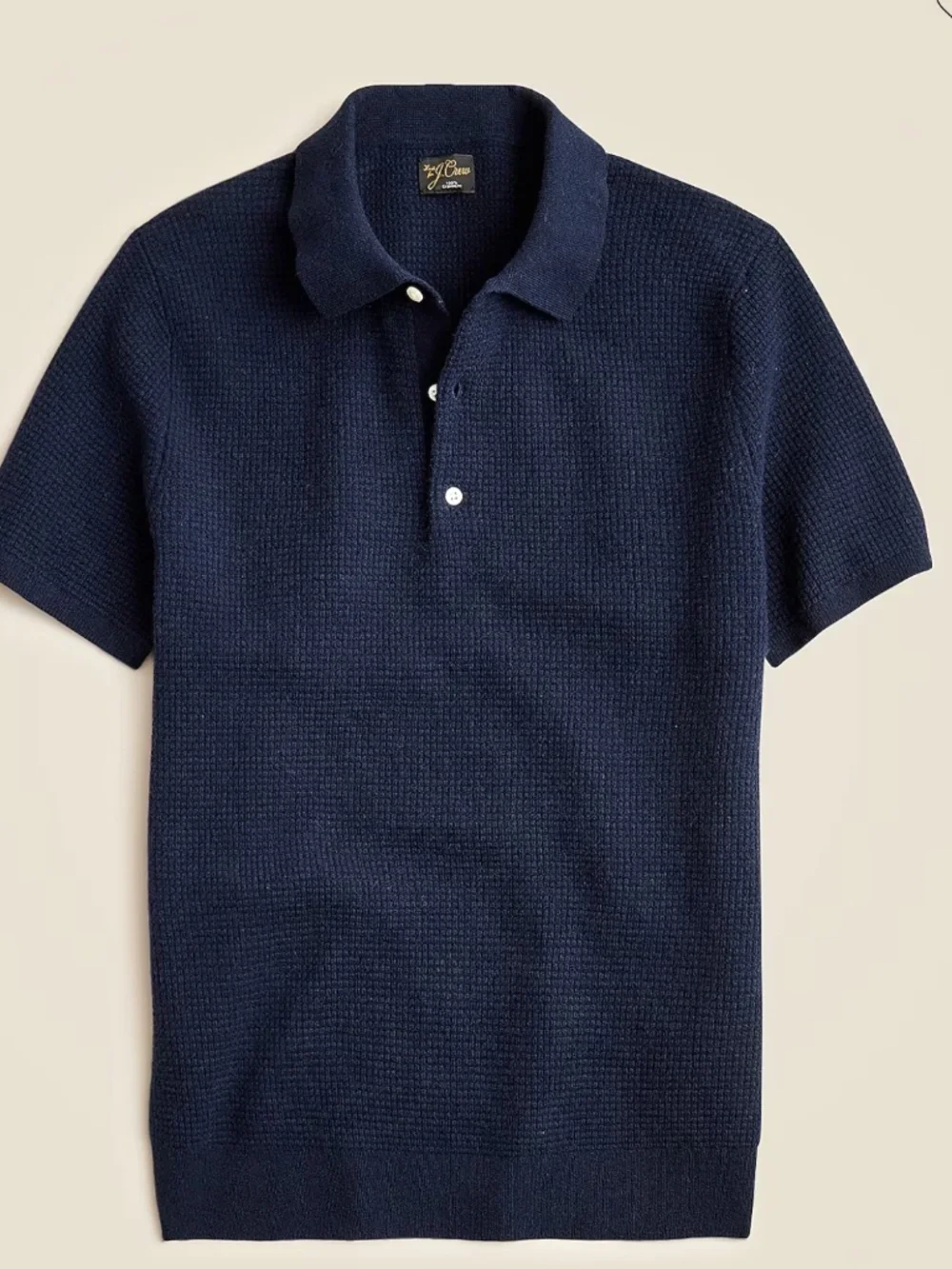 J Crew Short-sleeve cashmere waffle sweater-polo
